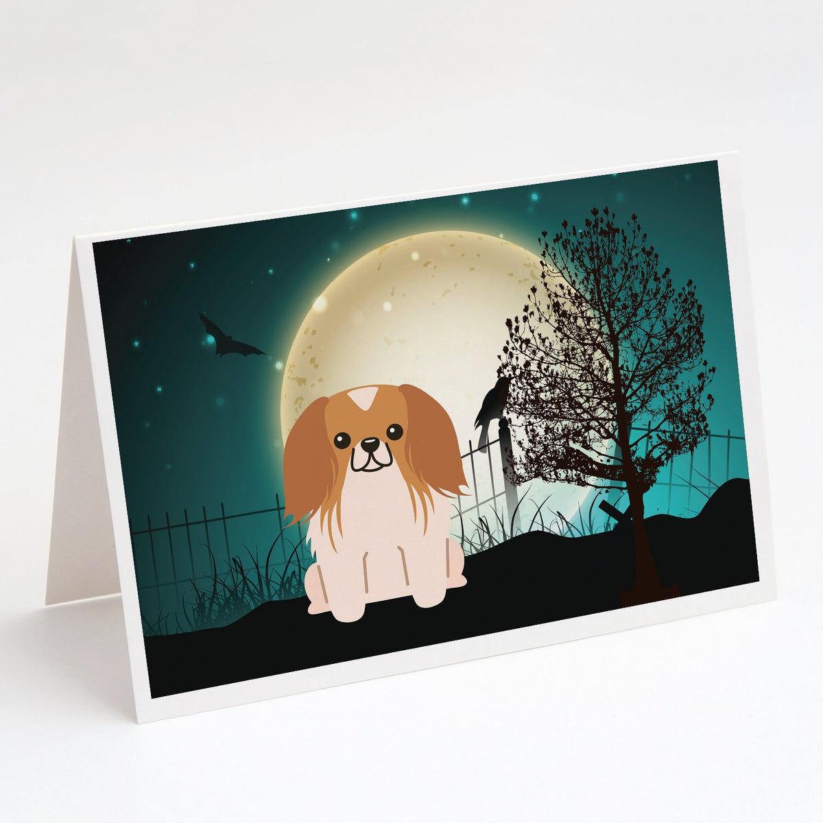 Buy this Halloween Scary Pekingese Red White Greeting Cards and Envelopes Pack of 8