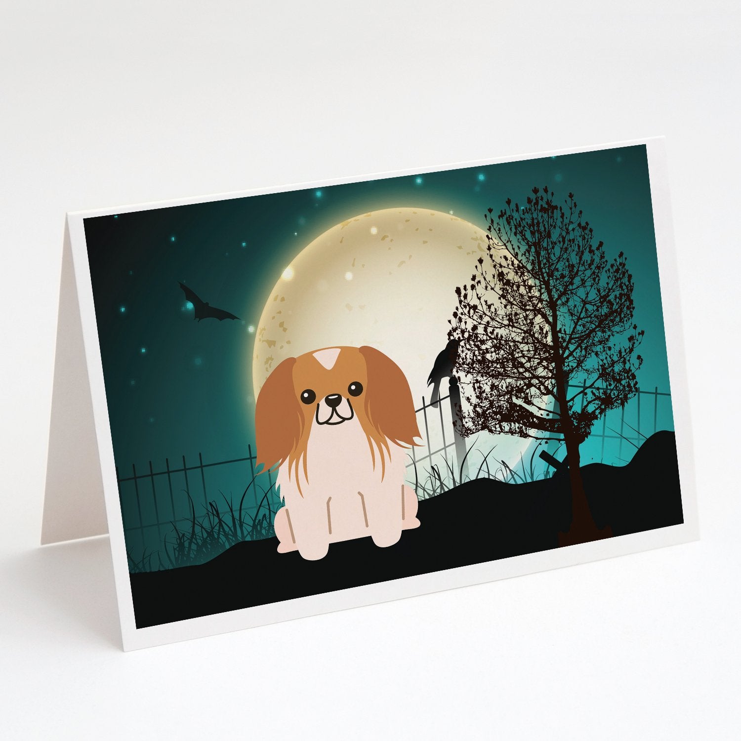 Buy this Halloween Scary Pekingese Red White Greeting Cards and Envelopes Pack of 8