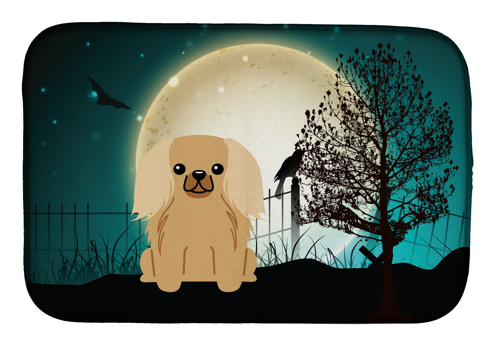 Halloween Scary Pekingnese Fawn Sable Dish Drying Mat BB2294DDM  the-store.com.