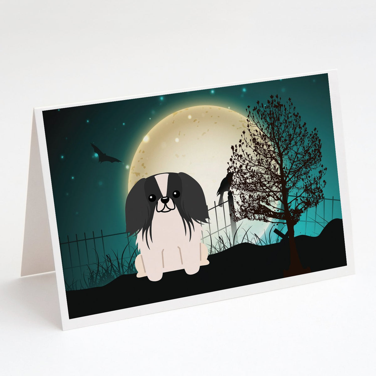 Buy this Halloween Scary Pekingese Black White Greeting Cards and Envelopes Pack of 8