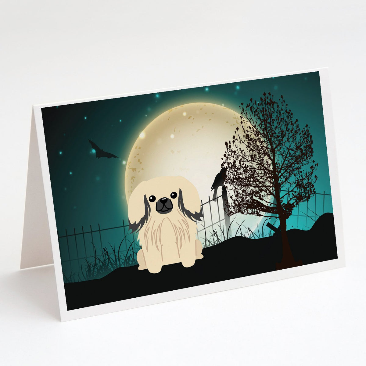 Buy this Halloween Scary Pekingese Cream Greeting Cards and Envelopes Pack of 8