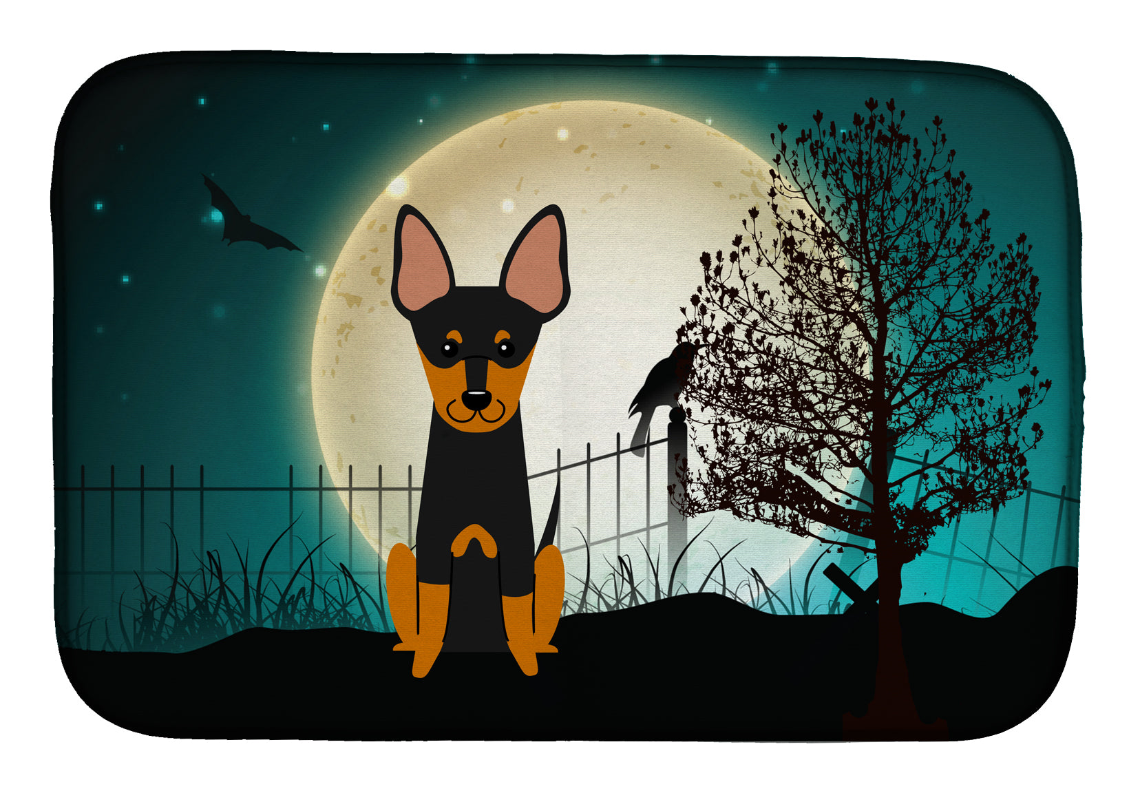 Halloween Scary English Toy Terrier Dish Drying Mat BB2299DDM  the-store.com.