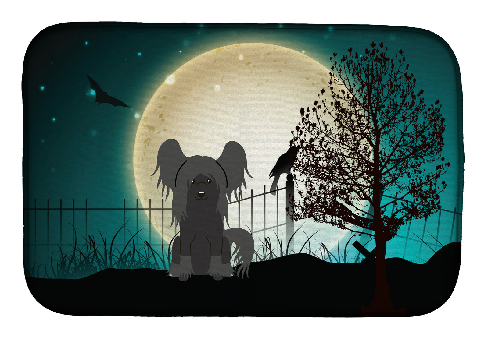Halloween Scary Chinese Crested Black Dish Drying Mat BB2302DDM