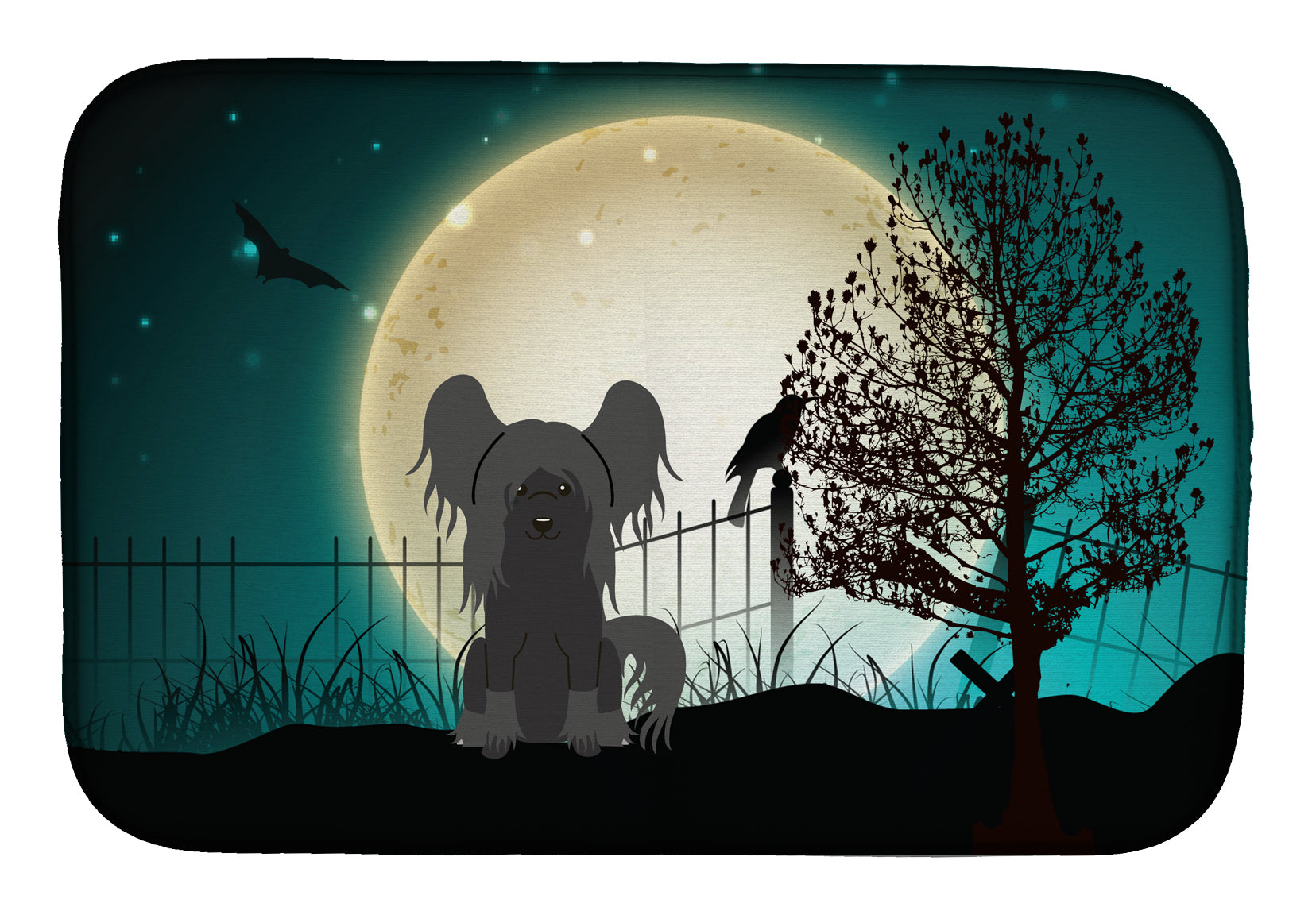 Halloween Scary Chinese Crested Black Dish Drying Mat BB2302DDM  the-store.com.