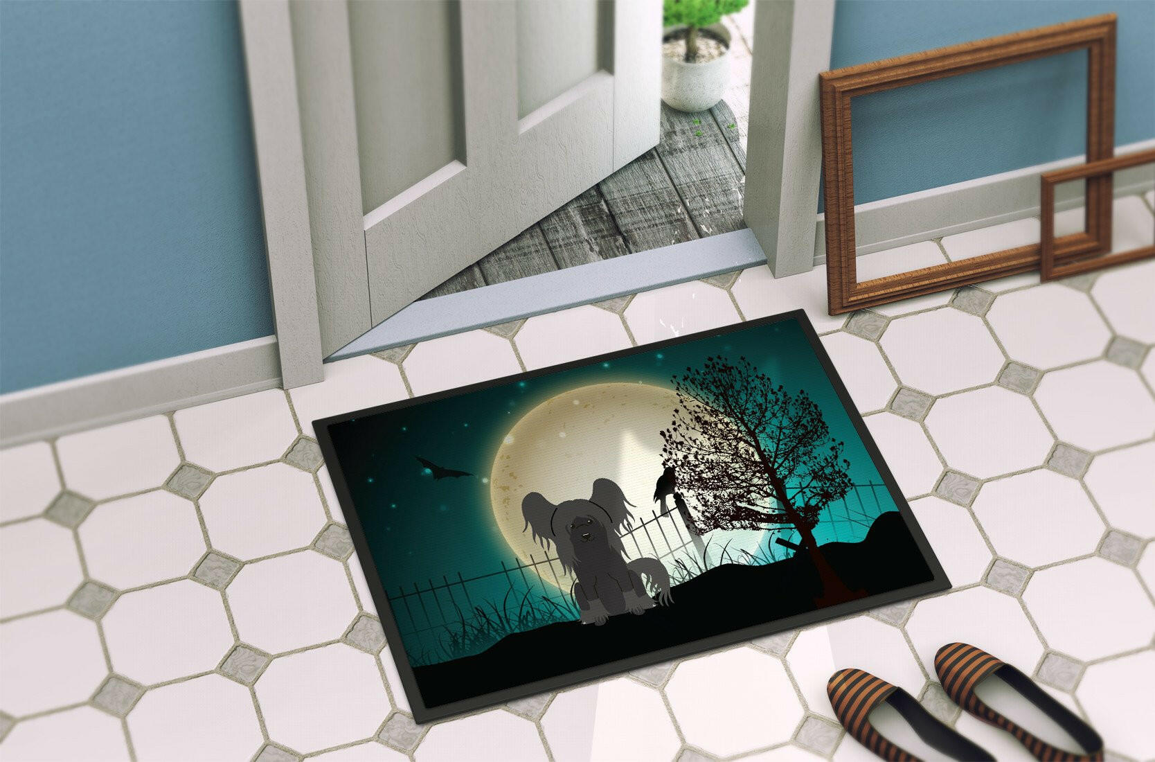 Halloween Scary Chinese Crested Black Indoor or Outdoor Mat 24x36 BB2302JMAT - the-store.com