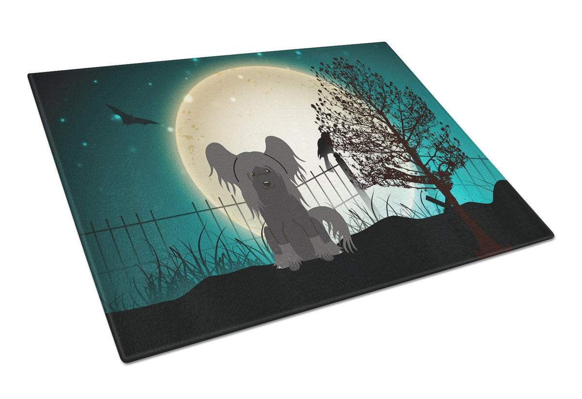 Halloween Scary Chinese Crested Black Glass Cutting Board Large BB2302LCB by Caroline&#39;s Treasures