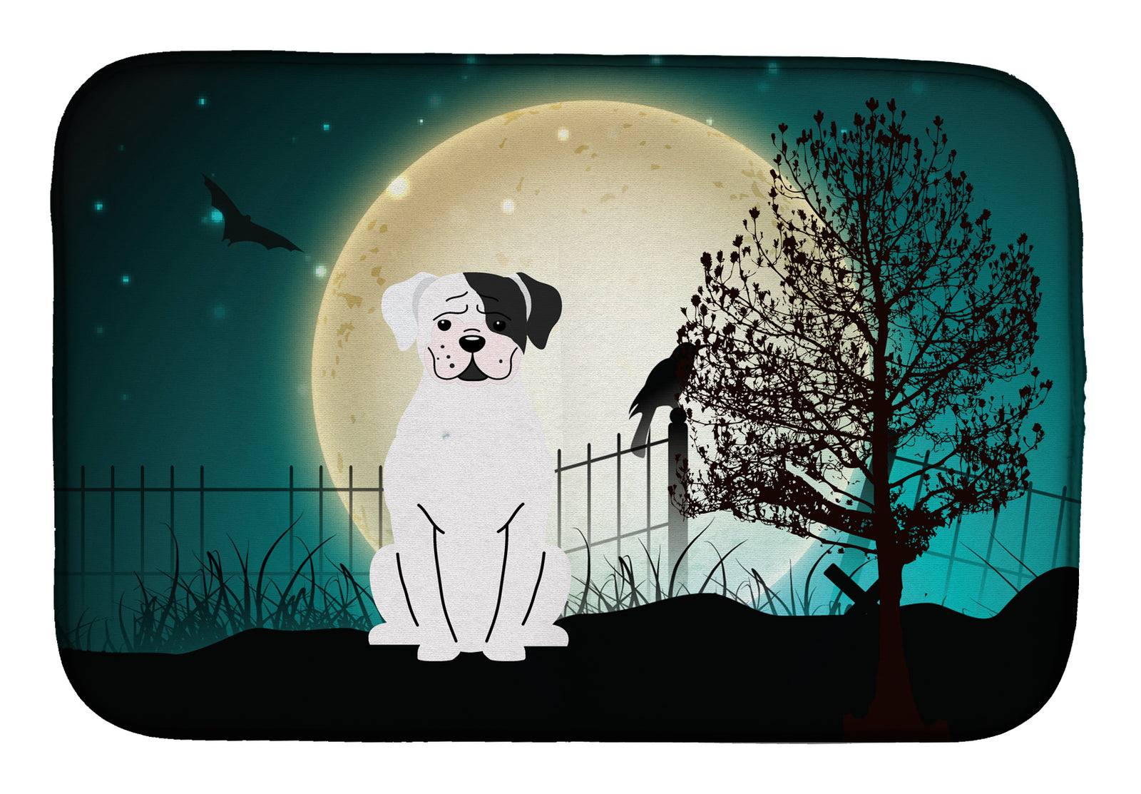 Halloween Scary White Boxer Cooper Dish Drying Mat BB2304DDM