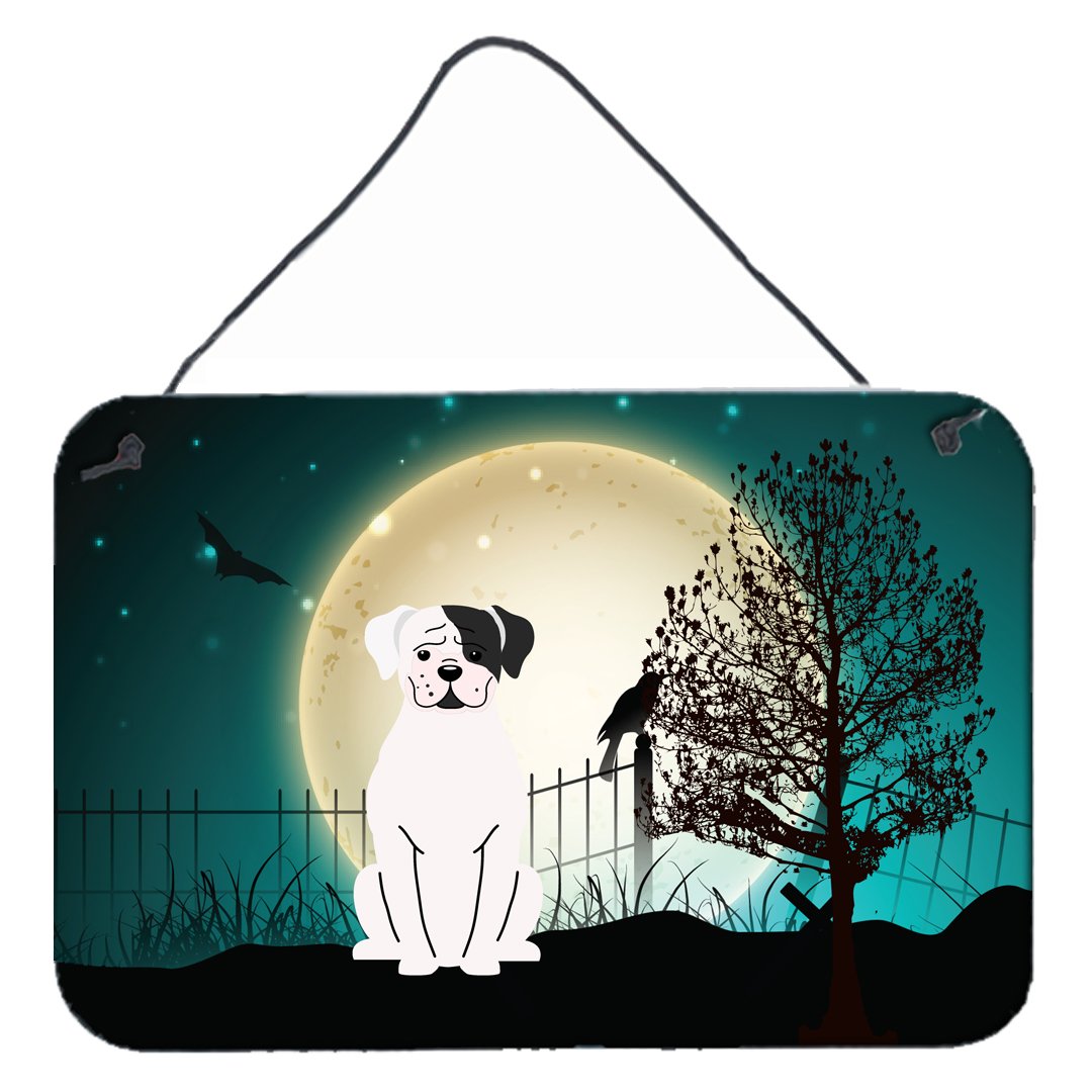 Halloween Scary White Boxer Cooper Wall or Door Hanging Prints by Caroline&#39;s Treasures