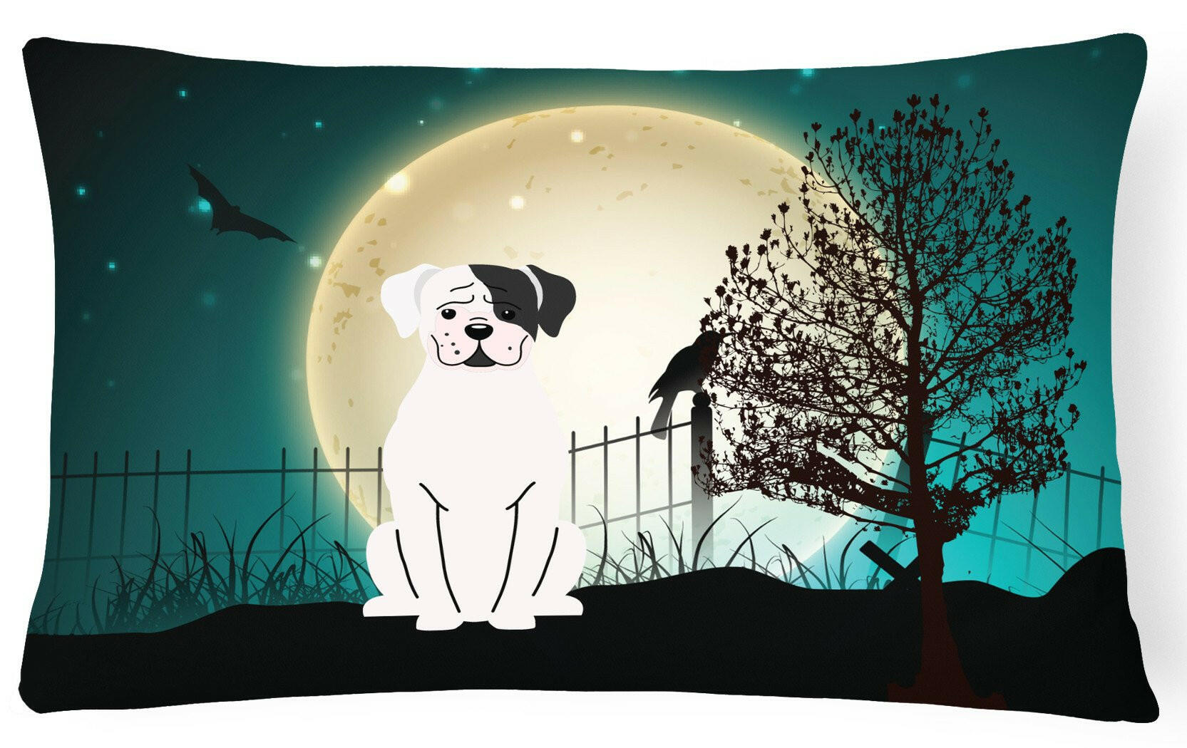 Halloween Scary White Boxer Cooper Canvas Fabric Decorative Pillow BB2304PW1216 by Caroline's Treasures