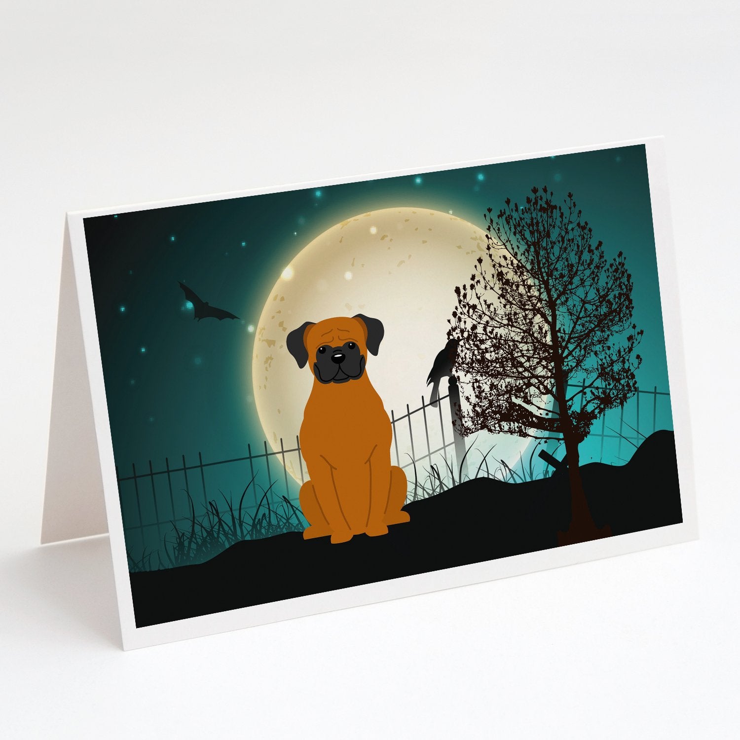 Buy this Halloween Scary Fawn Boxer Greeting Cards and Envelopes Pack of 8