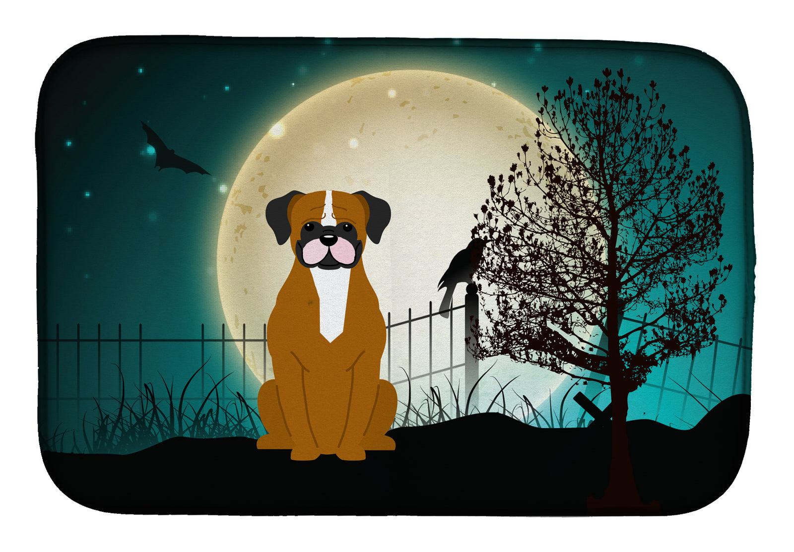 Halloween Scary Flashy Fawn Boxer Dish Drying Mat BB2306DDM  the-store.com.