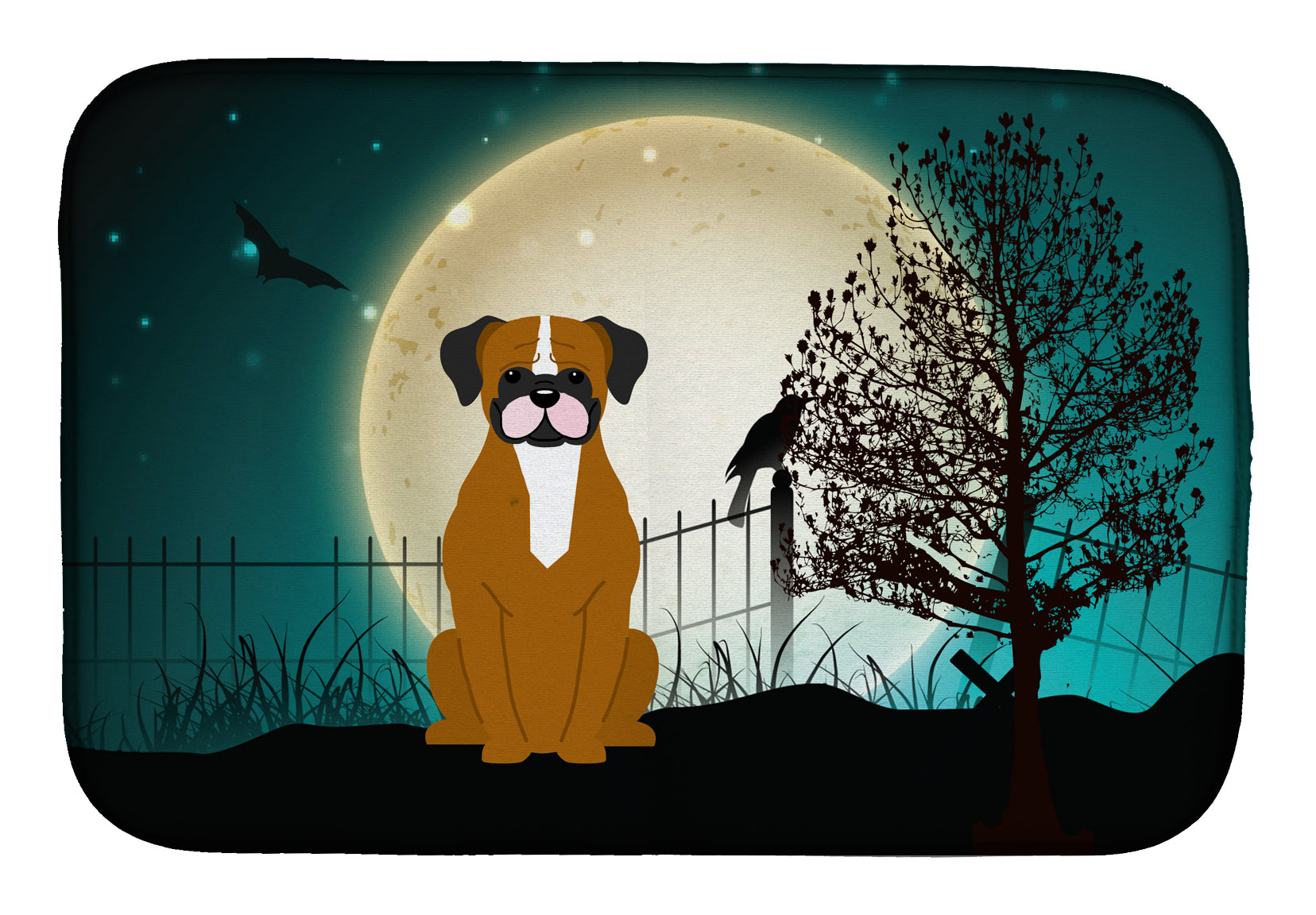 Halloween Scary Flashy Fawn Boxer Dish Drying Mat BB2306DDM  the-store.com.