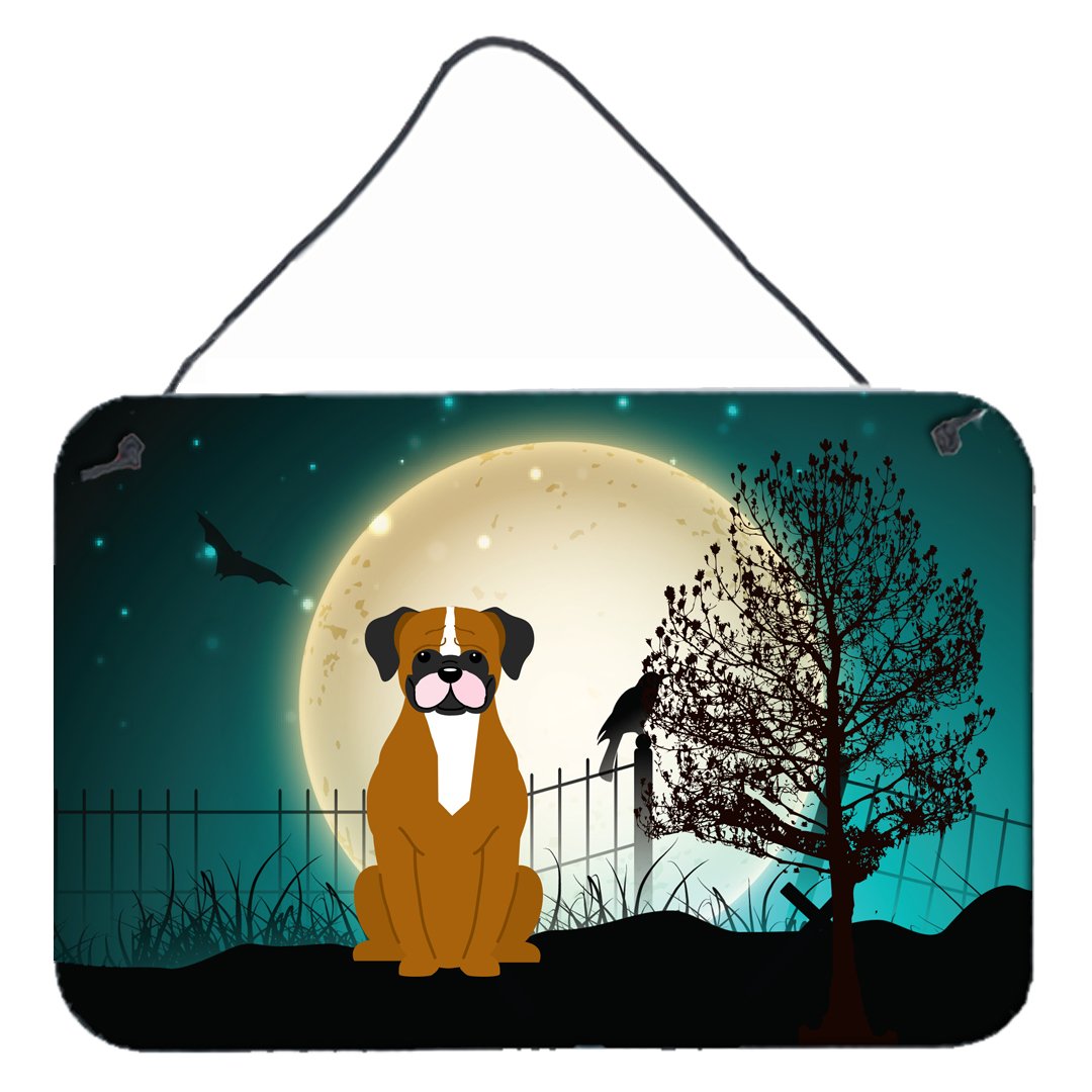 Halloween Scary Flashy Fawn Boxer Wall or Door Hanging Prints BB2306DS812 by Caroline&#39;s Treasures