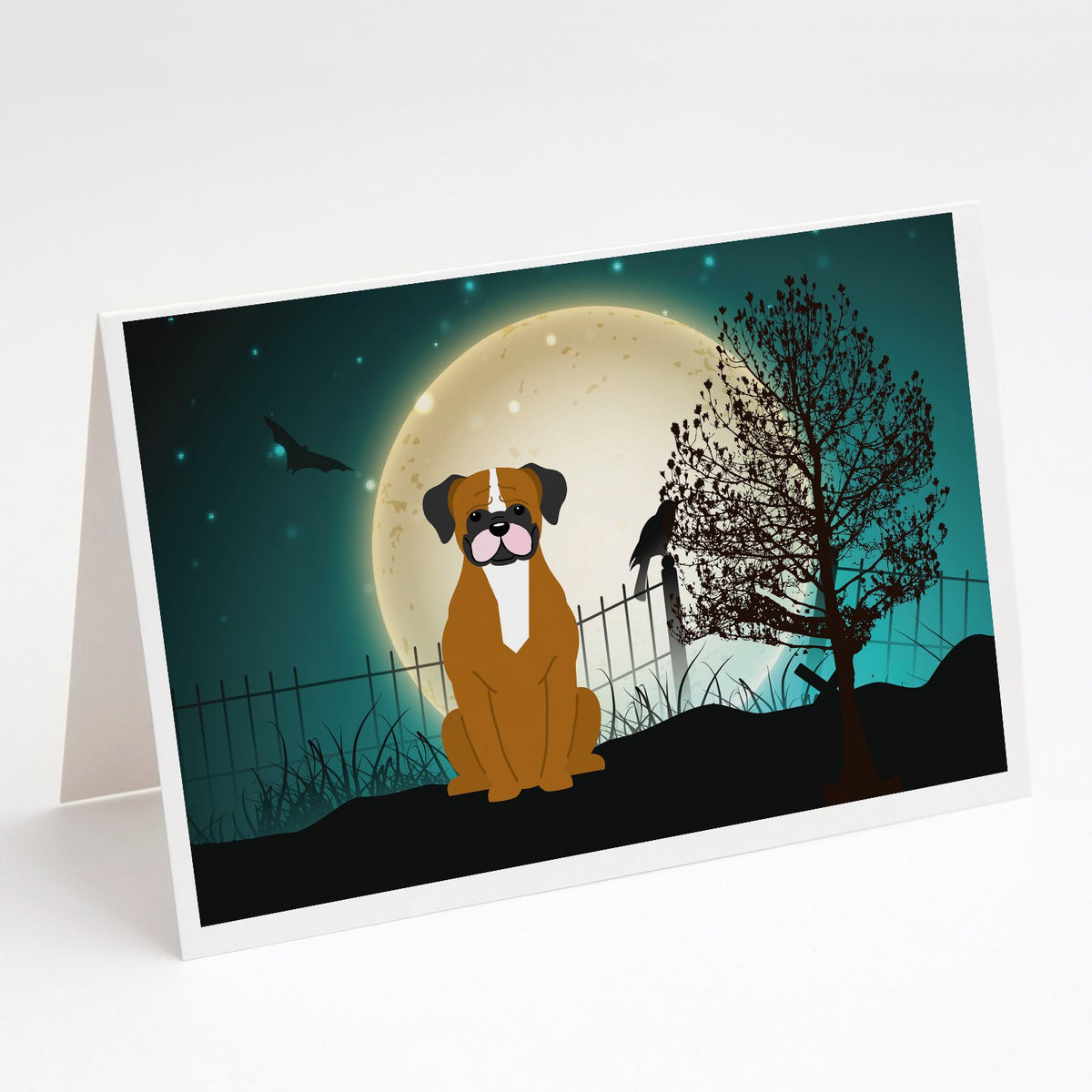 Buy this Halloween Scary Flashy Fawn Boxer Greeting Cards and Envelopes Pack of 8