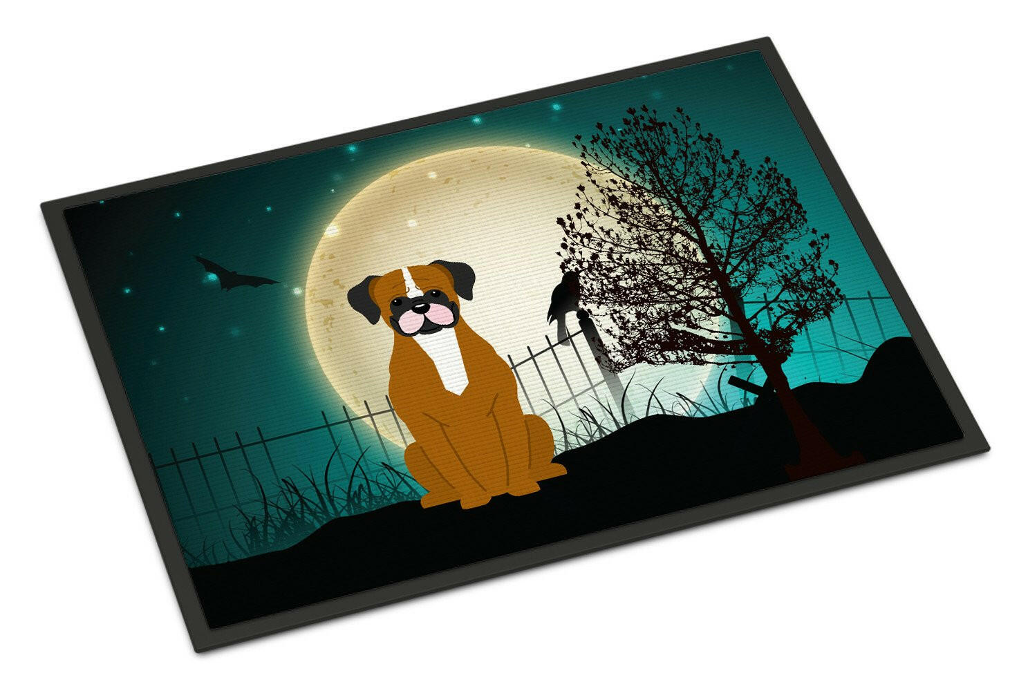 Halloween Scary Flashy Fawn Boxer Indoor or Outdoor Mat 18x27 BB2306MAT - the-store.com