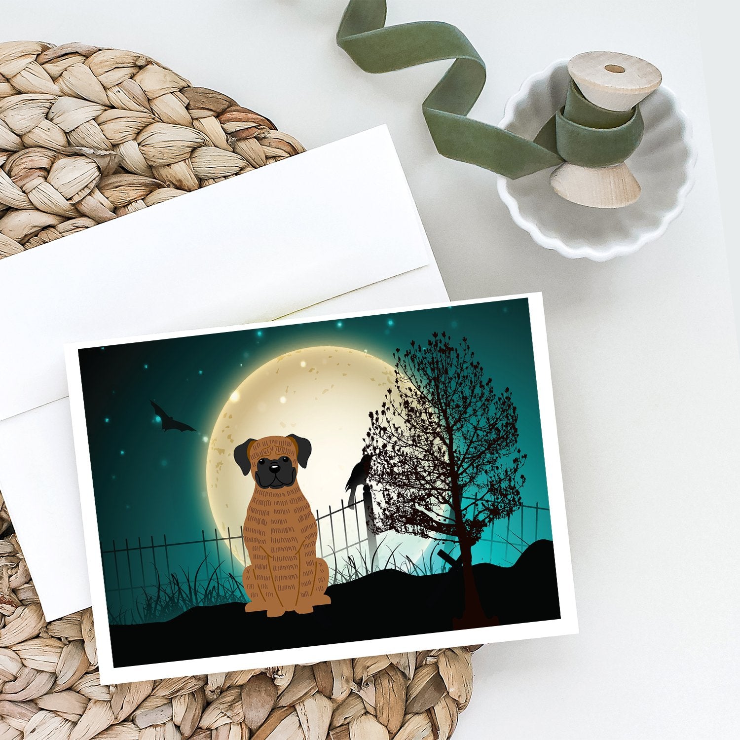 Buy this Halloween Scary Brindle Boxer Greeting Cards and Envelopes Pack of 8