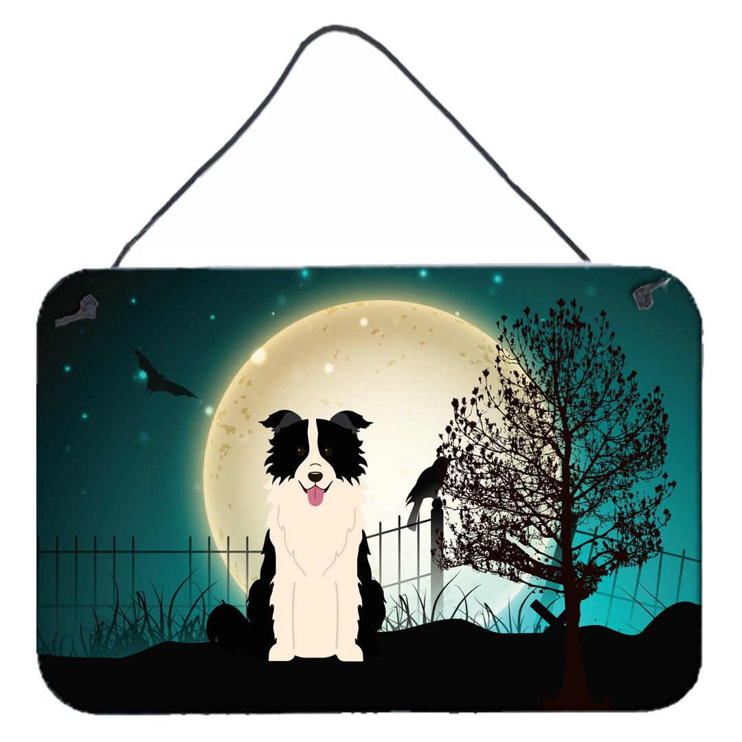 Halloween Scary Border Collie Black White Wall or Door Hanging Prints BB2308DS812 by Caroline's Treasures