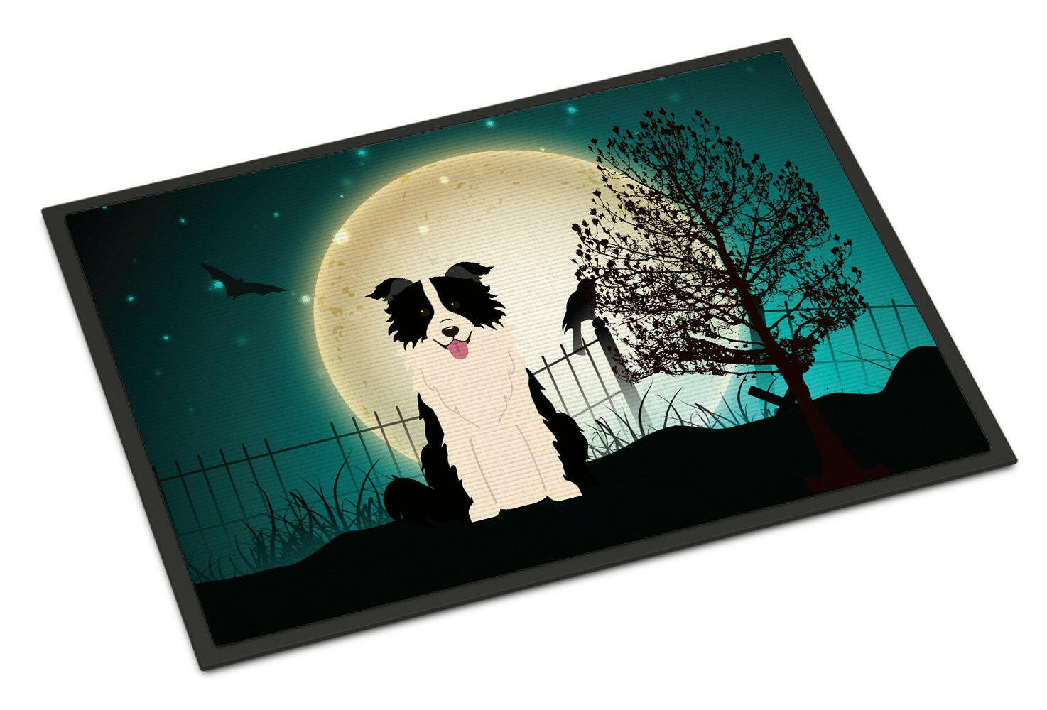 Halloween Scary Border Collie Black White Indoor or Outdoor Mat 18x27 BB2308MAT - the-store.com