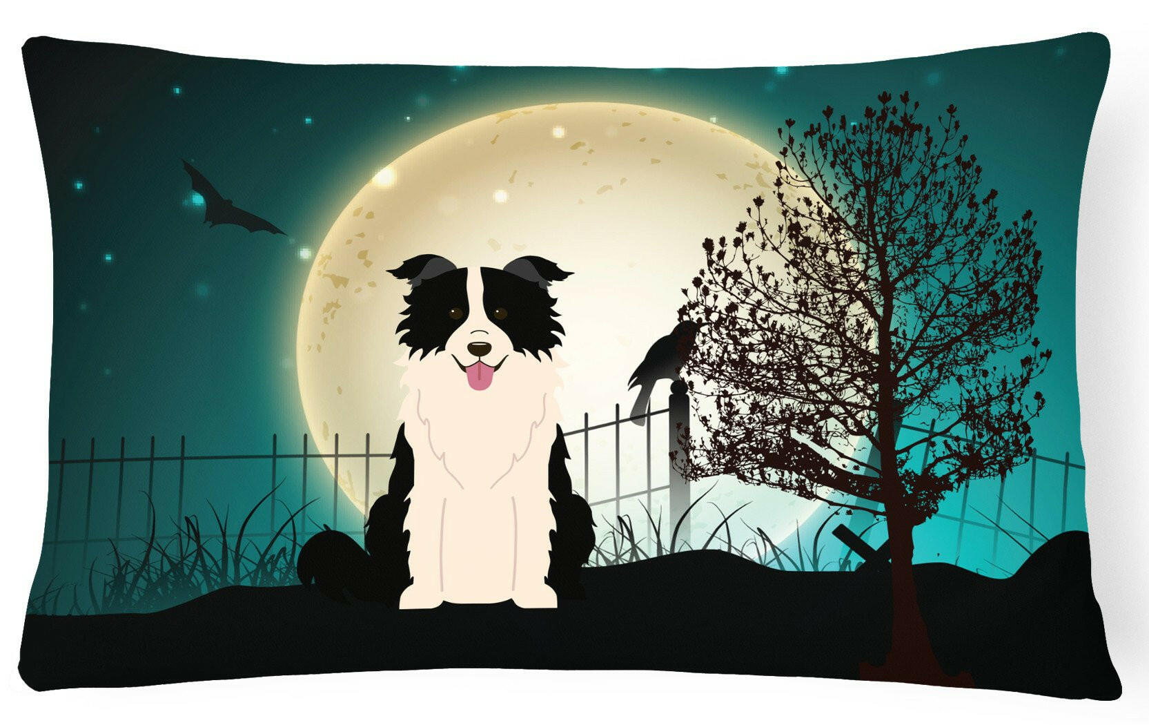 Halloween Scary Border Collie Black White Canvas Fabric Decorative Pillow BB2308PW1216 by Caroline's Treasures