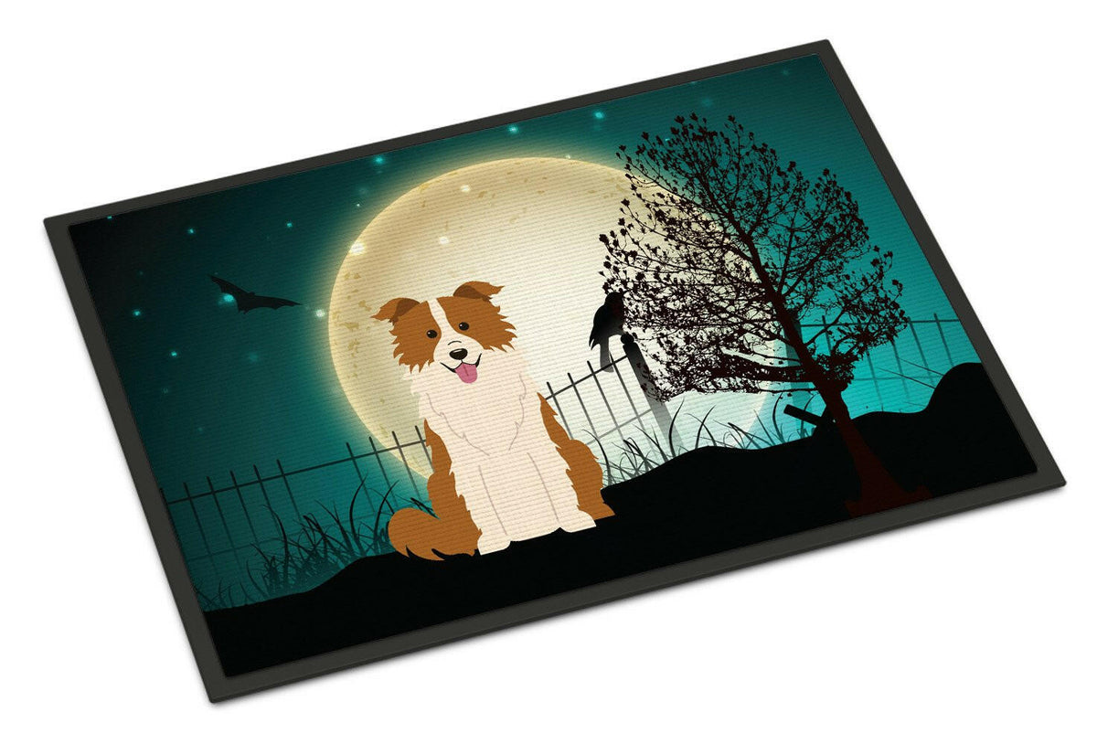 Halloween Scary Border Collie Red White Indoor or Outdoor Mat 18x27 BB2309MAT - the-store.com
