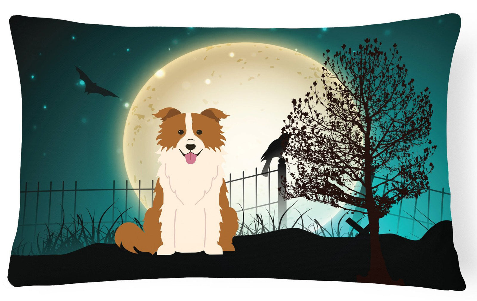 Halloween Scary Border Collie Red White Canvas Fabric Decorative Pillow BB2309PW1216 by Caroline's Treasures