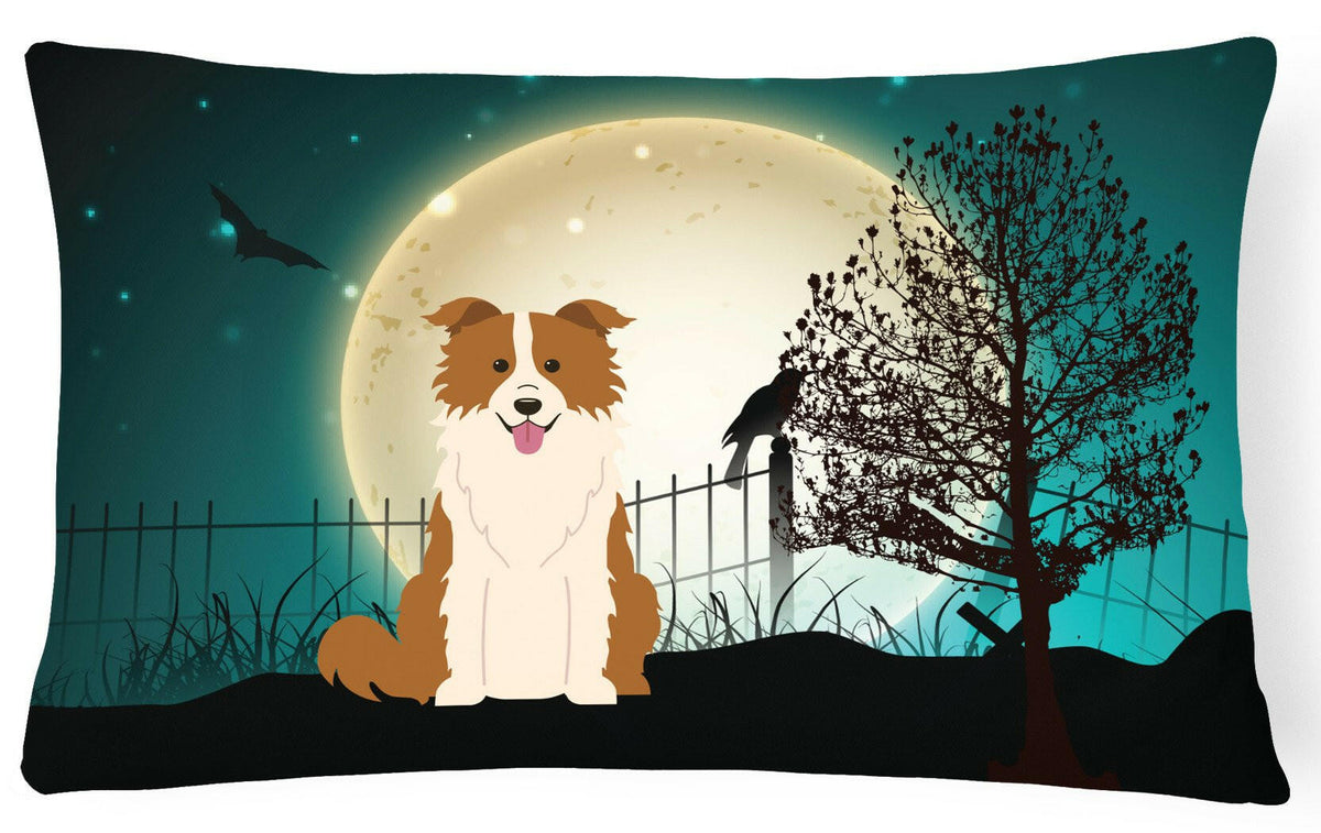 Halloween Scary Border Collie Red White Canvas Fabric Decorative Pillow BB2309PW1216 by Caroline&#39;s Treasures