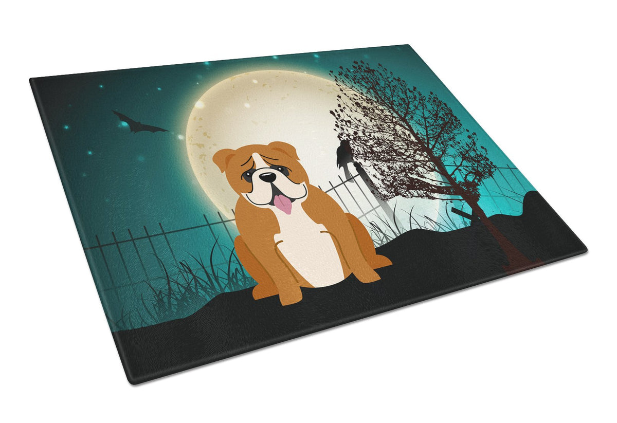 Halloween Scary  English Bulldog Red White Glass Cutting Board Large BB2310LCB by Caroline&#39;s Treasures