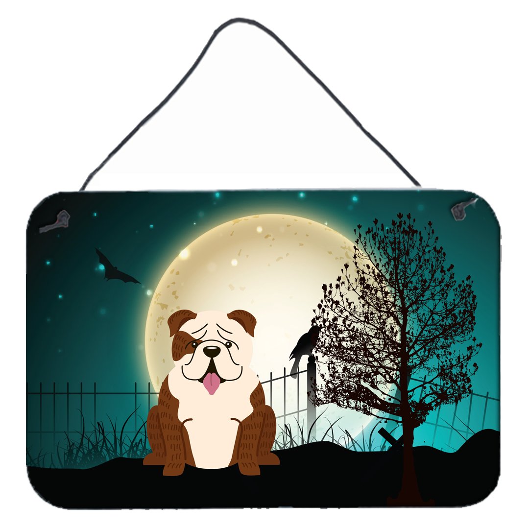 Halloween Scary  English Bulldog Brindle White Wall or Door Hanging Prints BB2311DS812 by Caroline&#39;s Treasures