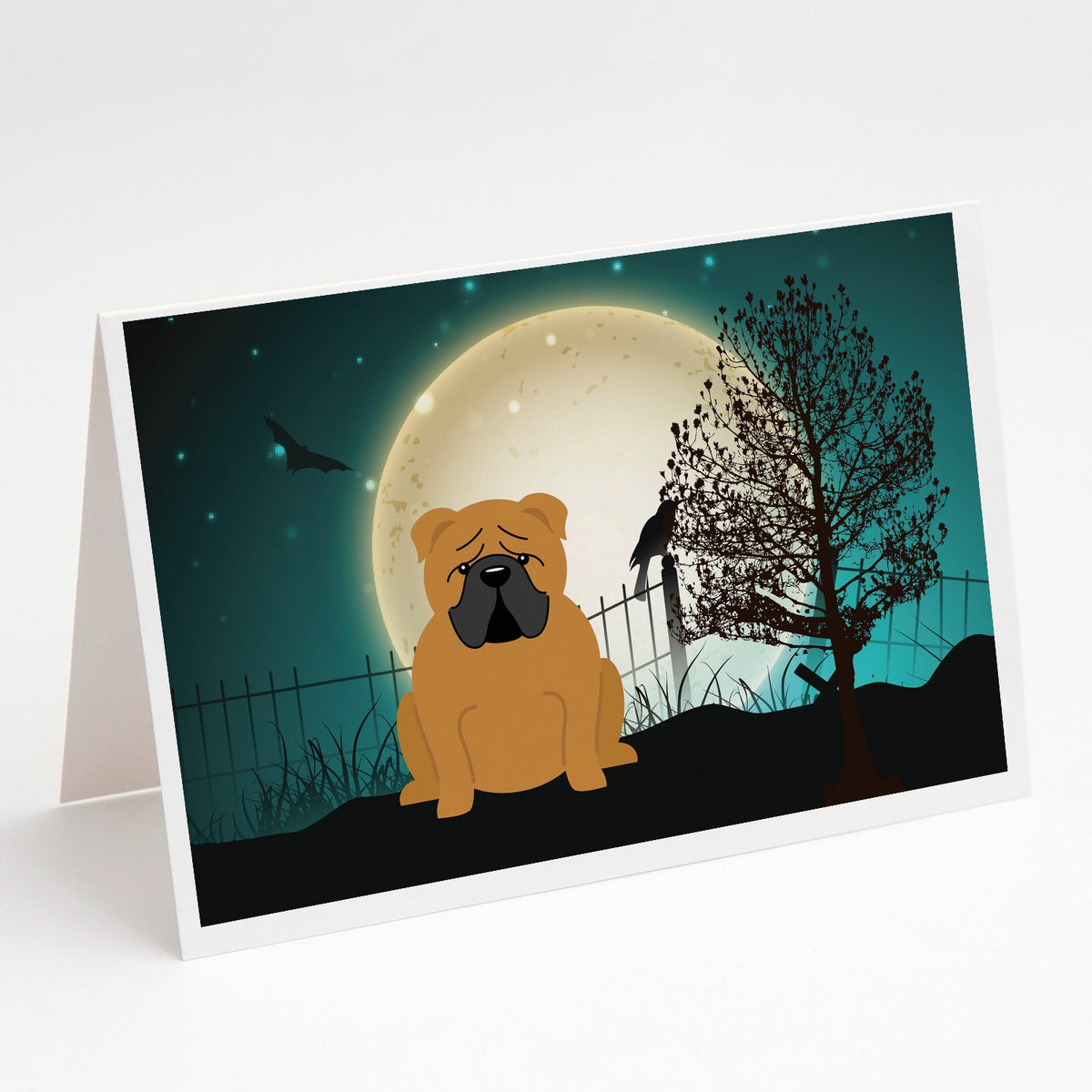 Buy this Halloween Scary  English Bulldog Red Greeting Cards and Envelopes Pack of 8