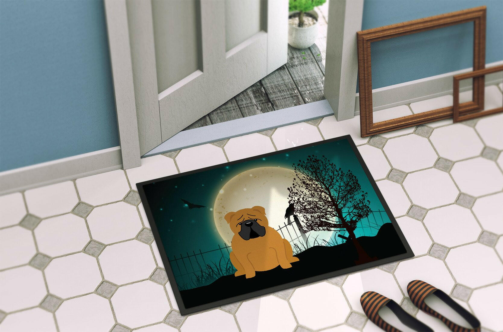 Halloween Scary  English Bulldog Red Indoor or Outdoor Mat 24x36 BB2312JMAT - the-store.com