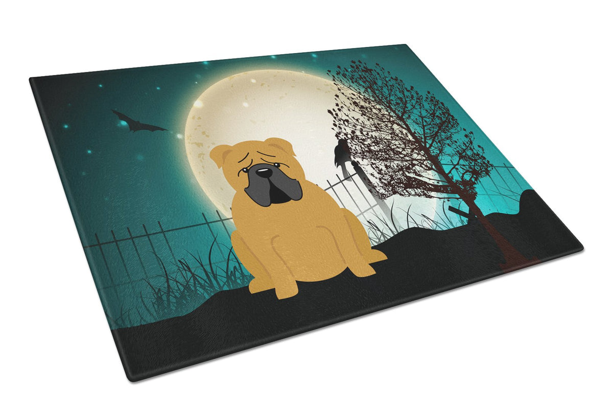 Halloween Scary  English Bulldog Red Glass Cutting Board Large BB2312LCB by Caroline&#39;s Treasures