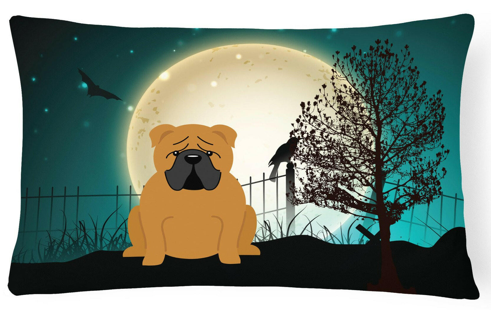 Halloween Scary  English Bulldog Red Canvas Fabric Decorative Pillow BB2312PW1216 by Caroline's Treasures