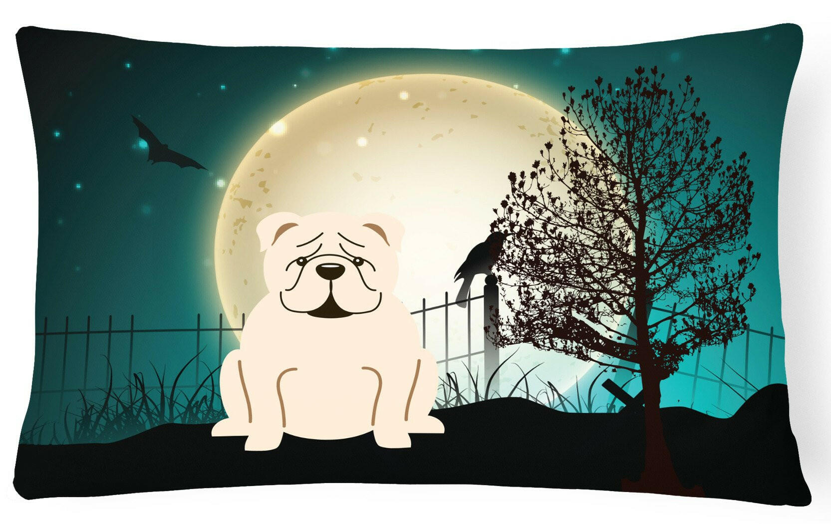 Halloween Scary  English Bulldog White Canvas Fabric Decorative Pillow BB2313PW1216 by Caroline's Treasures