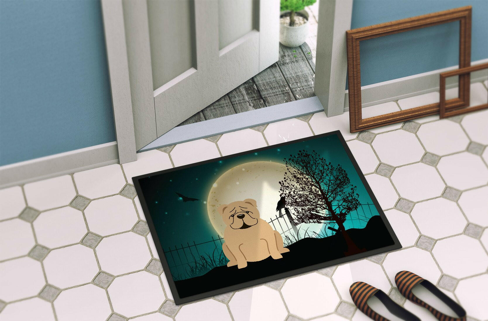 Halloween Scary  English Bulldog Fawn Indoor or Outdoor Mat 24x36 BB2314JMAT - the-store.com