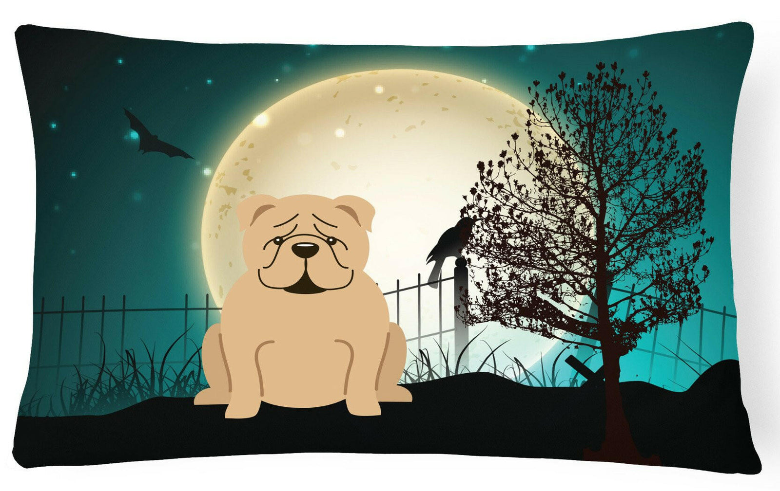 Halloween Scary  English Bulldog Fawn Canvas Fabric Decorative Pillow BB2314PW1216 by Caroline's Treasures