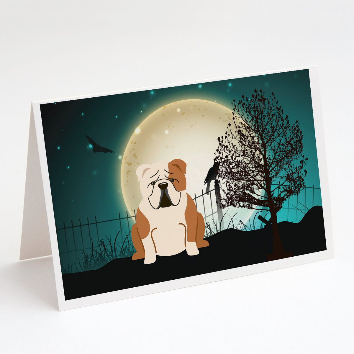 Buy this Halloween Scary  English Bulldog Fawn White Greeting Cards and Envelopes Pack of 8