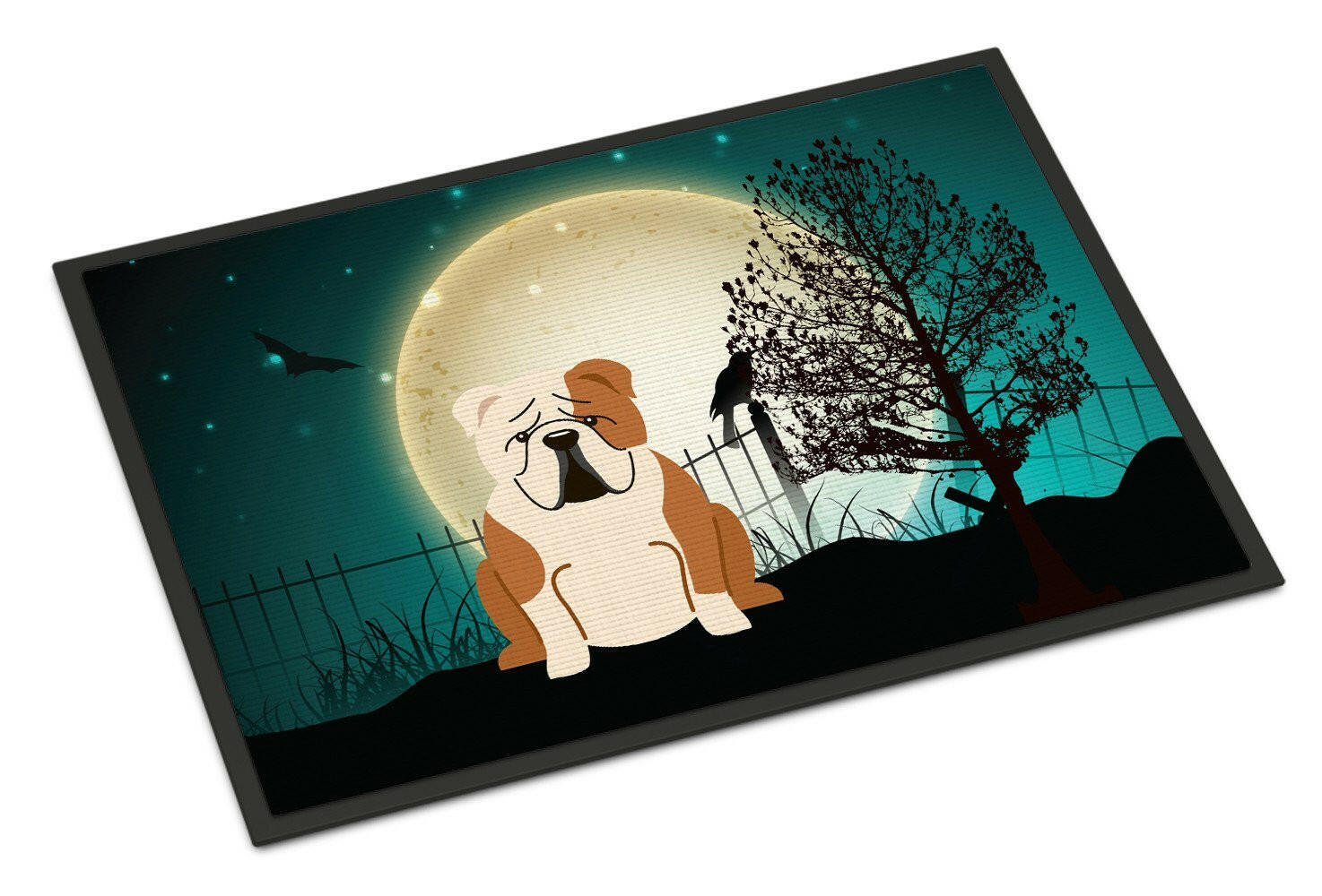Halloween Scary  English Bulldog Fawn White Indoor or Outdoor Mat 18x27 BB2315MAT - the-store.com