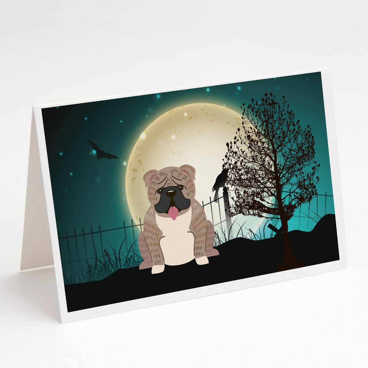 Buy this Halloween Scary  English Bulldog Grey Brindle  Greeting Cards and Envelopes Pack of 8