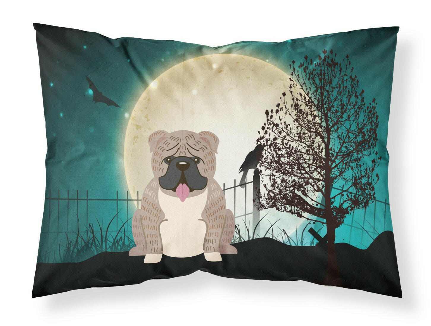 Halloween Scary  English Bulldog Grey Brindle  Fabric Standard Pillowcase BB2316PILLOWCASE by Caroline's Treasures