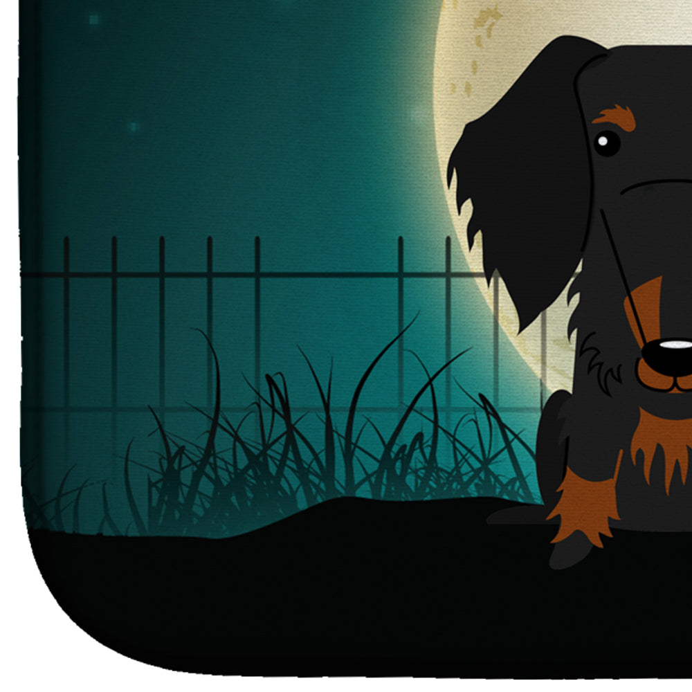 Halloween Scary Wire Haired Dachshund Black Tan Dish Drying Mat BB2317DDM