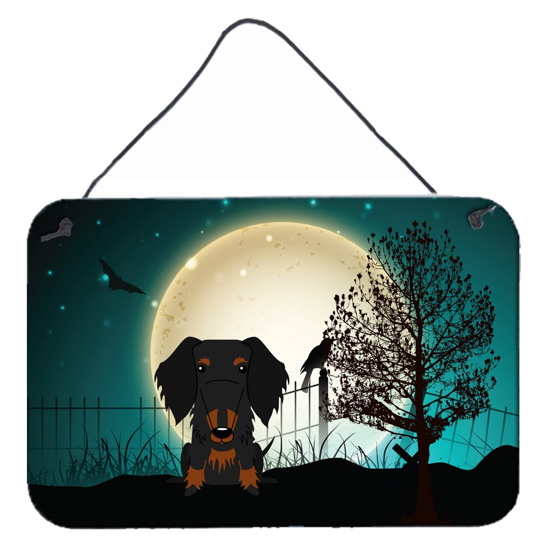 Halloween Scary Wire Haired Dachshund Black Tan Wall or Door Hanging Prints BB2317DS812 by Caroline&#39;s Treasures