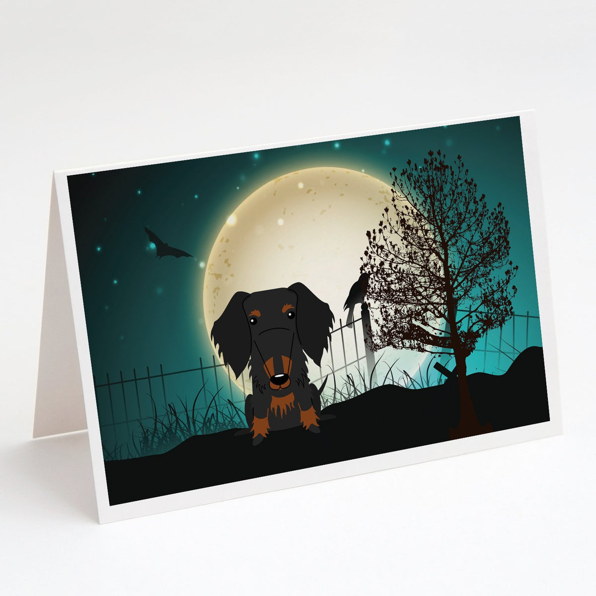Buy this Halloween Scary Wire Haired Dachshund Black Tan Greeting Cards and Envelopes Pack of 8