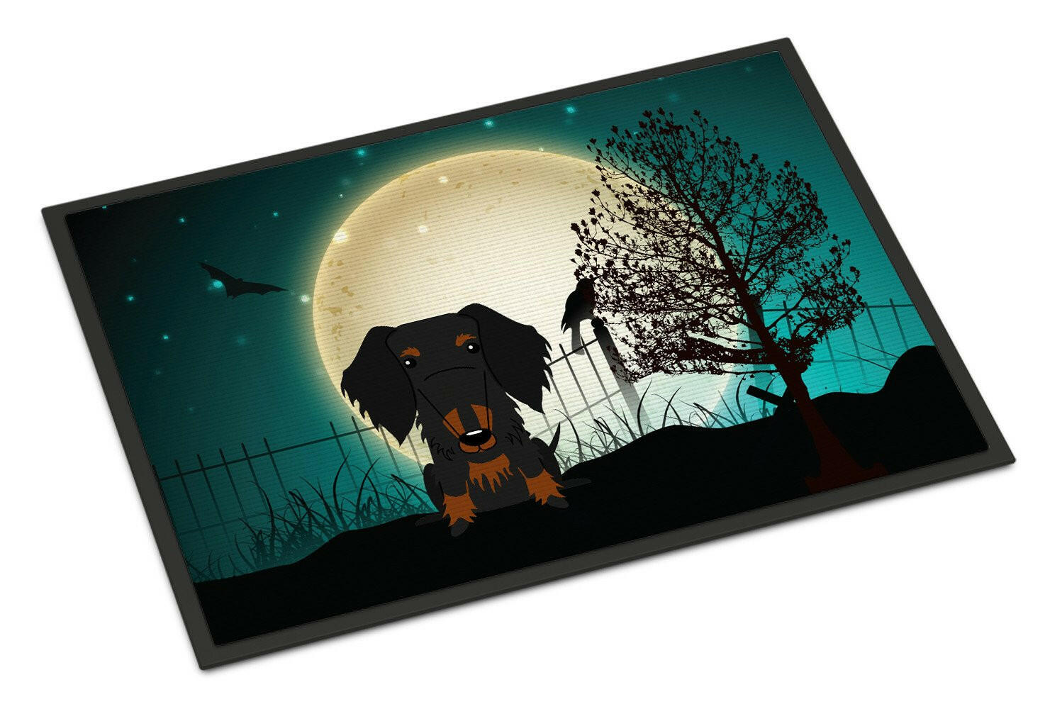 Halloween Scary Wire Haired Dachshund Black Tan Indoor or Outdoor Mat 18x27 BB2317MAT - the-store.com