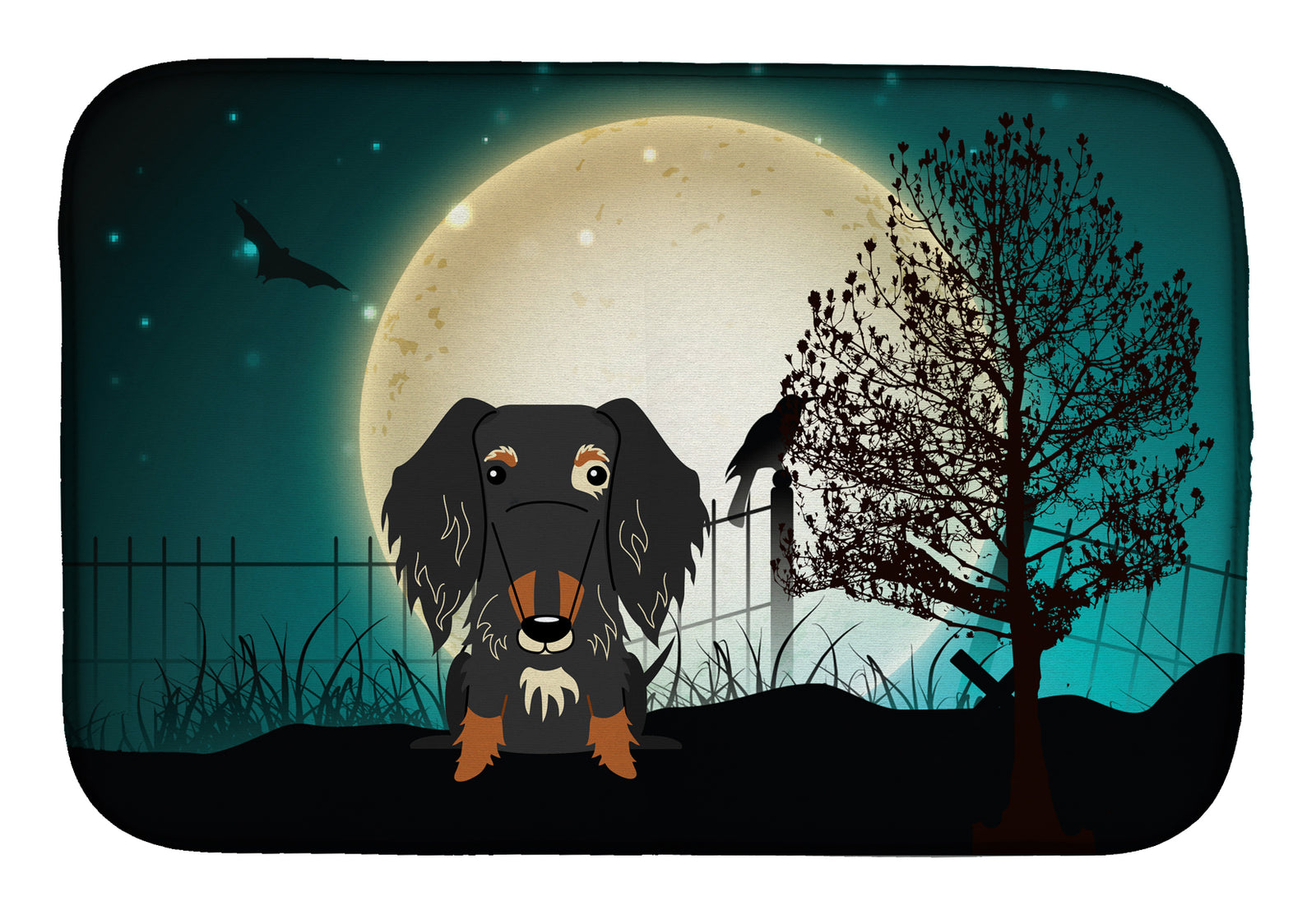 Halloween Scary Wire Haired Dachshund Dapple Dish Drying Mat BB2318DDM  the-store.com.