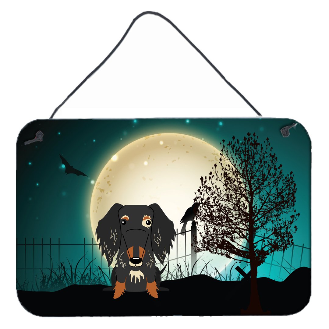Halloween Scary Wire Haired Dachshund Dapple Wall or Door Hanging Prints BB2318DS812 by Caroline&#39;s Treasures