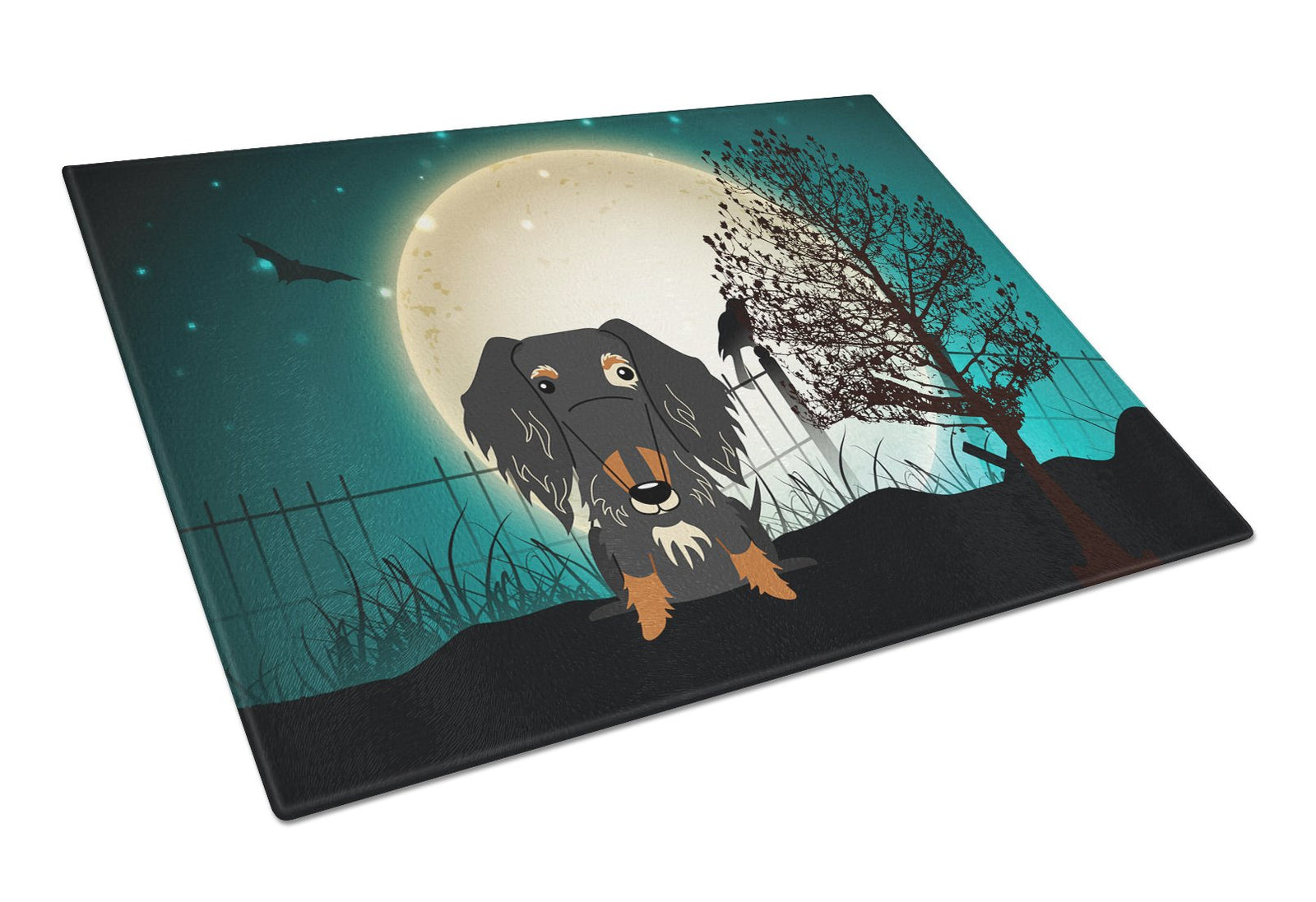 Halloween Scary Wire Haired Dachshund Dapple Glass Cutting Board Large BB2318LCB by Caroline's Treasures
