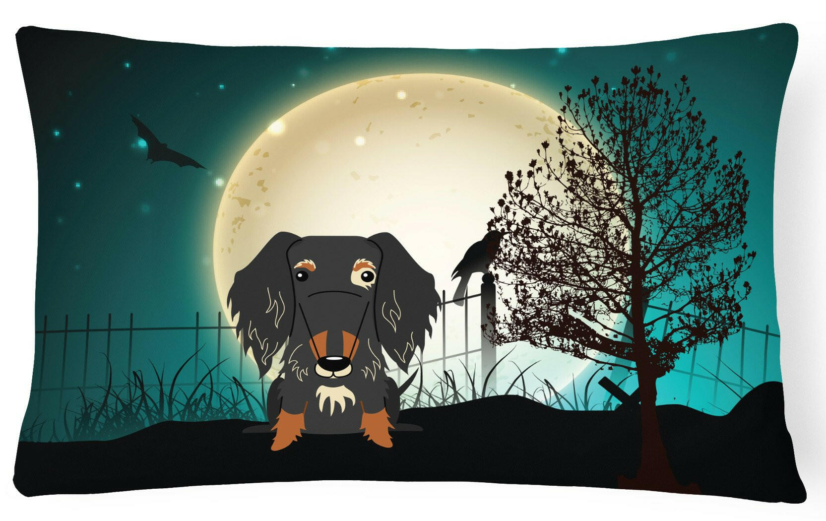 Halloween Scary Wire Haired Dachshund Dapple Canvas Fabric Decorative Pillow BB2318PW1216 by Caroline's Treasures