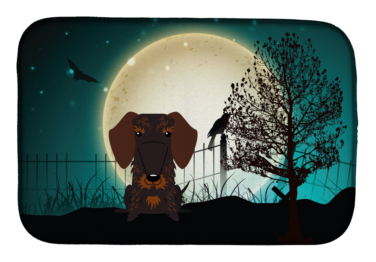 Halloween Scary Wire Haired Dachshund Chocolate Dish Drying Mat BB2319DDM
