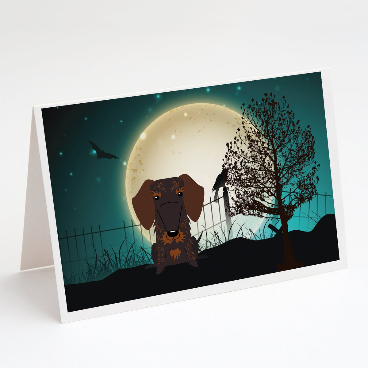Buy this Halloween Scary Wire Haired Dachshund Chocolate Greeting Cards and Envelopes Pack of 8