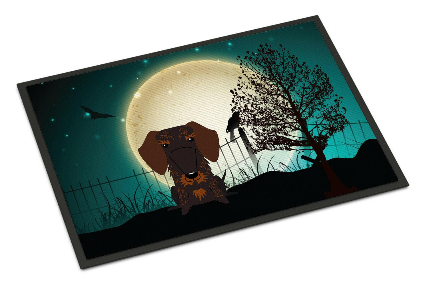 Halloween Scary Wire Haired Dachshund Chocolate Indoor or Outdoor Mat 18x27 BB2319MAT - the-store.com